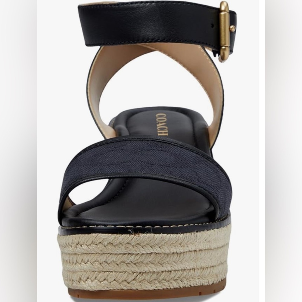 NIB Black Coach Womens Katherine Signature Canvas Espadrille Loafer - Picture 4 of 5